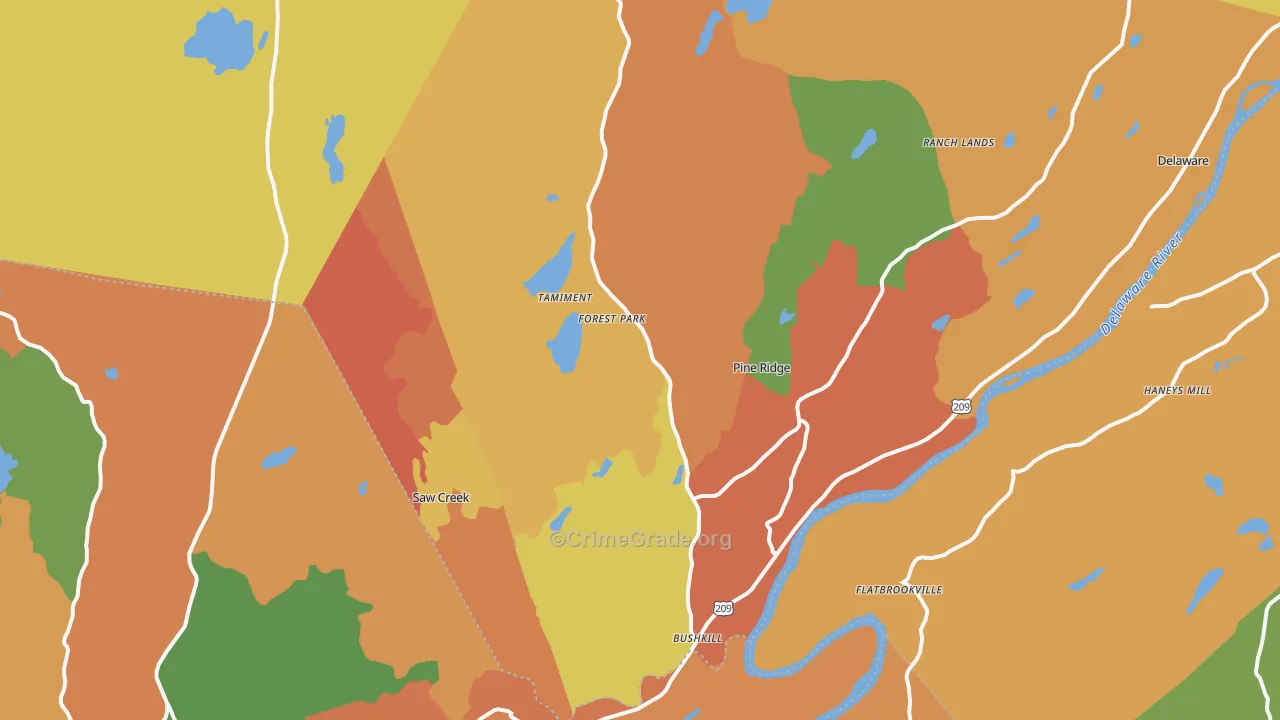 Bushkill, PA Map of Assault Rates