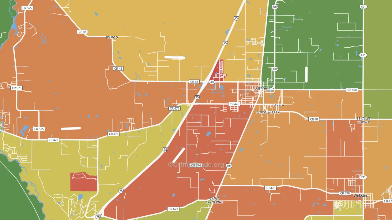 Bushnell, FL Map of Assault Rates