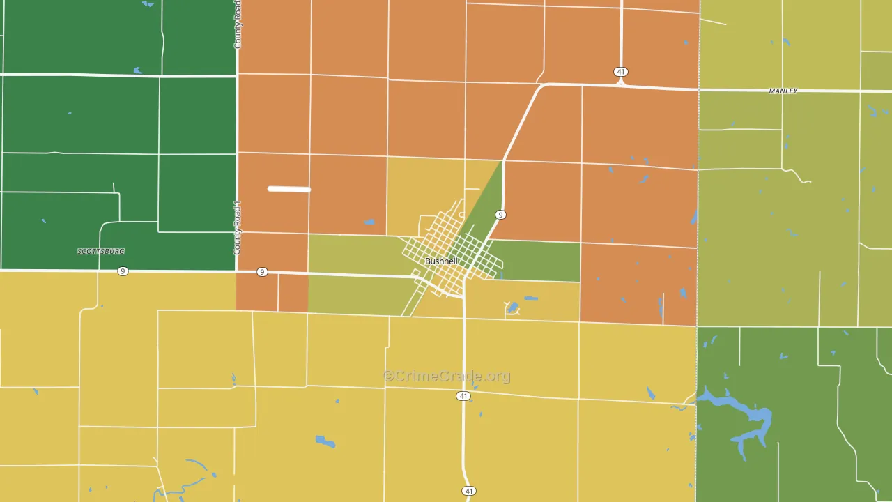 Bushnell, IL Map of Assault Rates