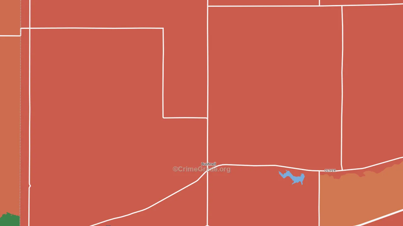 Bushnell, NE Map of Assault Rates