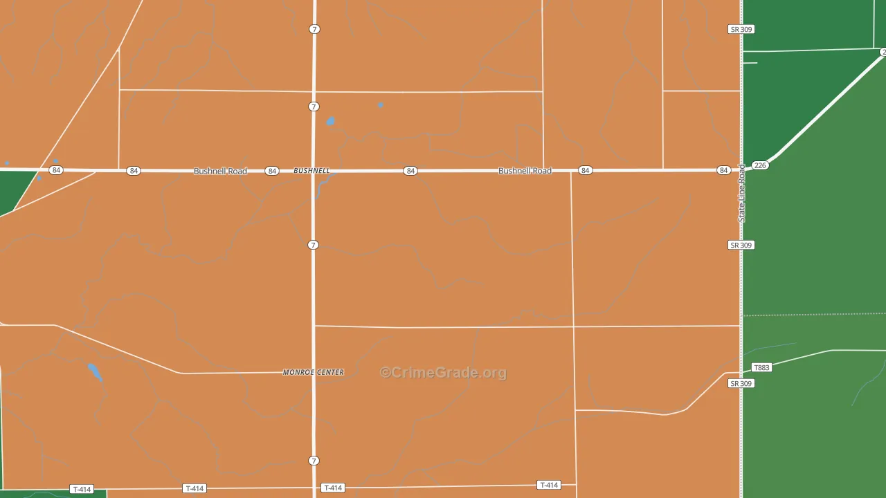 Bushnell, OH Map of Assault Rates