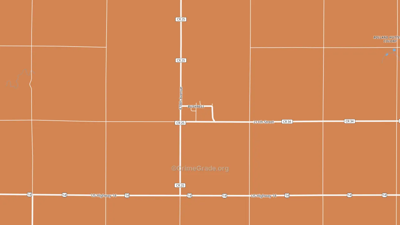 Bushnell, SD Map of Assault Rates