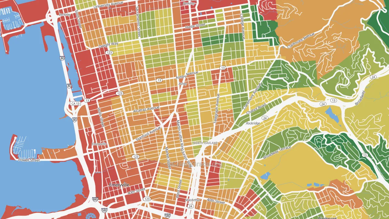 Bushrod, Oakland, CA Map of Assault Rates