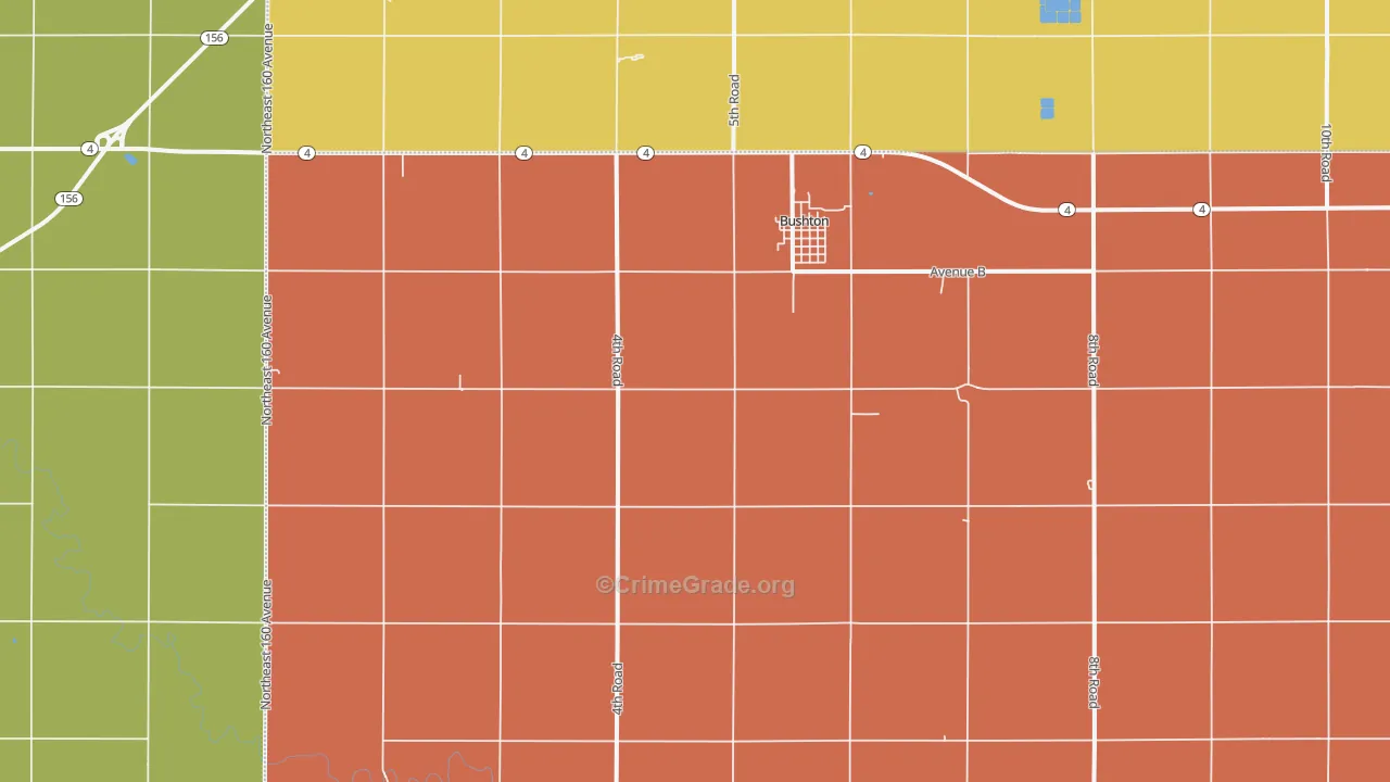 Bushton, KS Map of Assault Rates