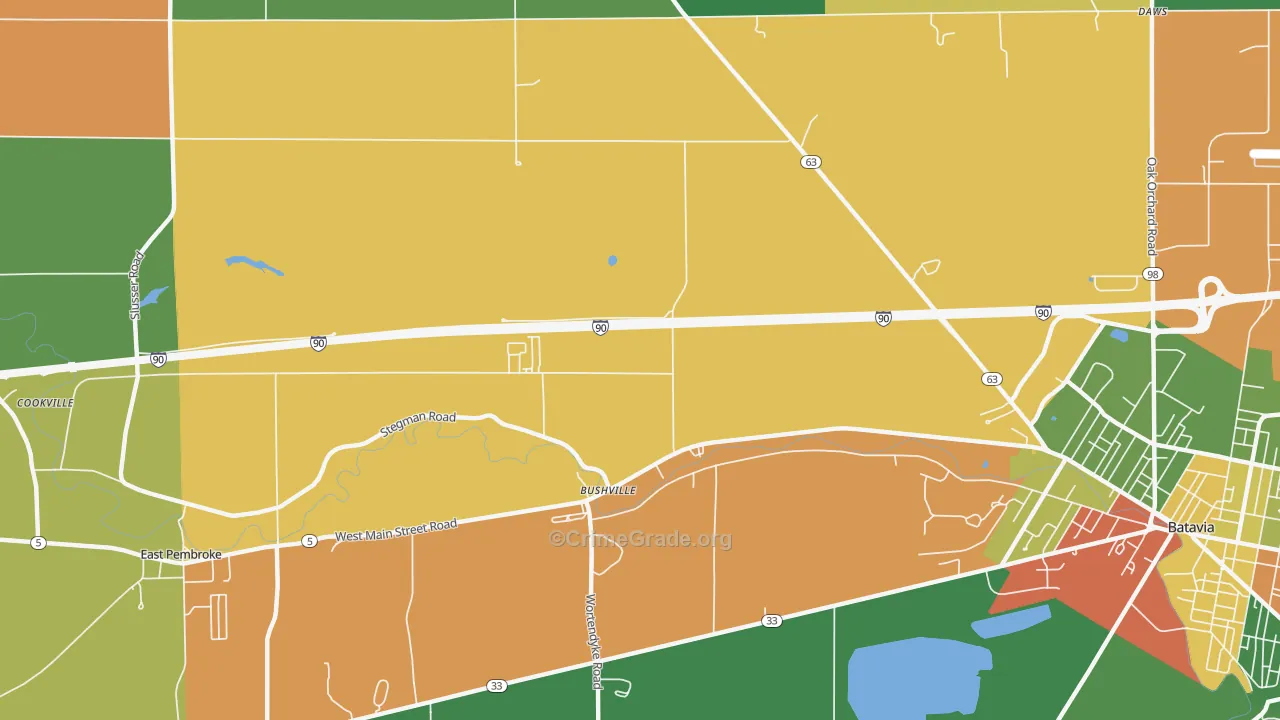 Bushville, NY Map of Assault Rates