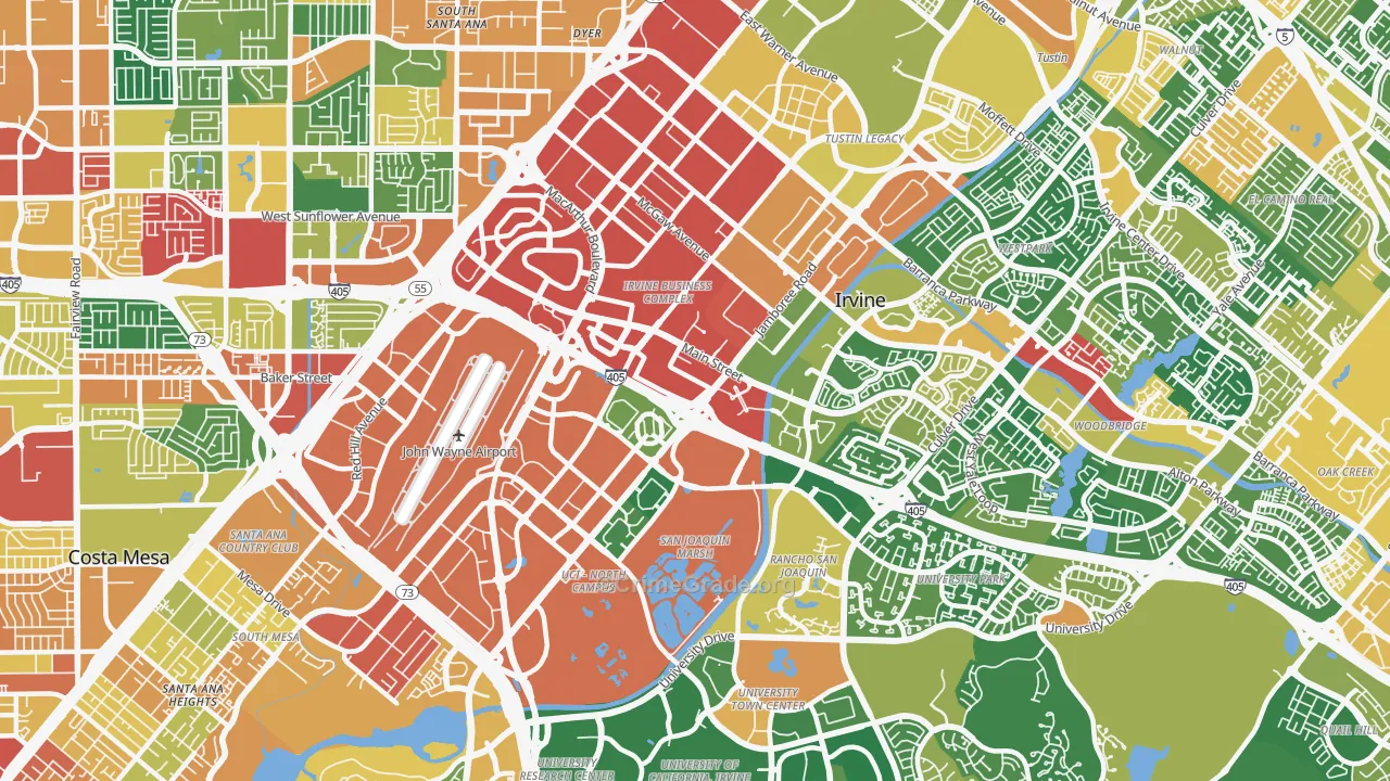 Business District, Irvine, CA Map of Assault Rates