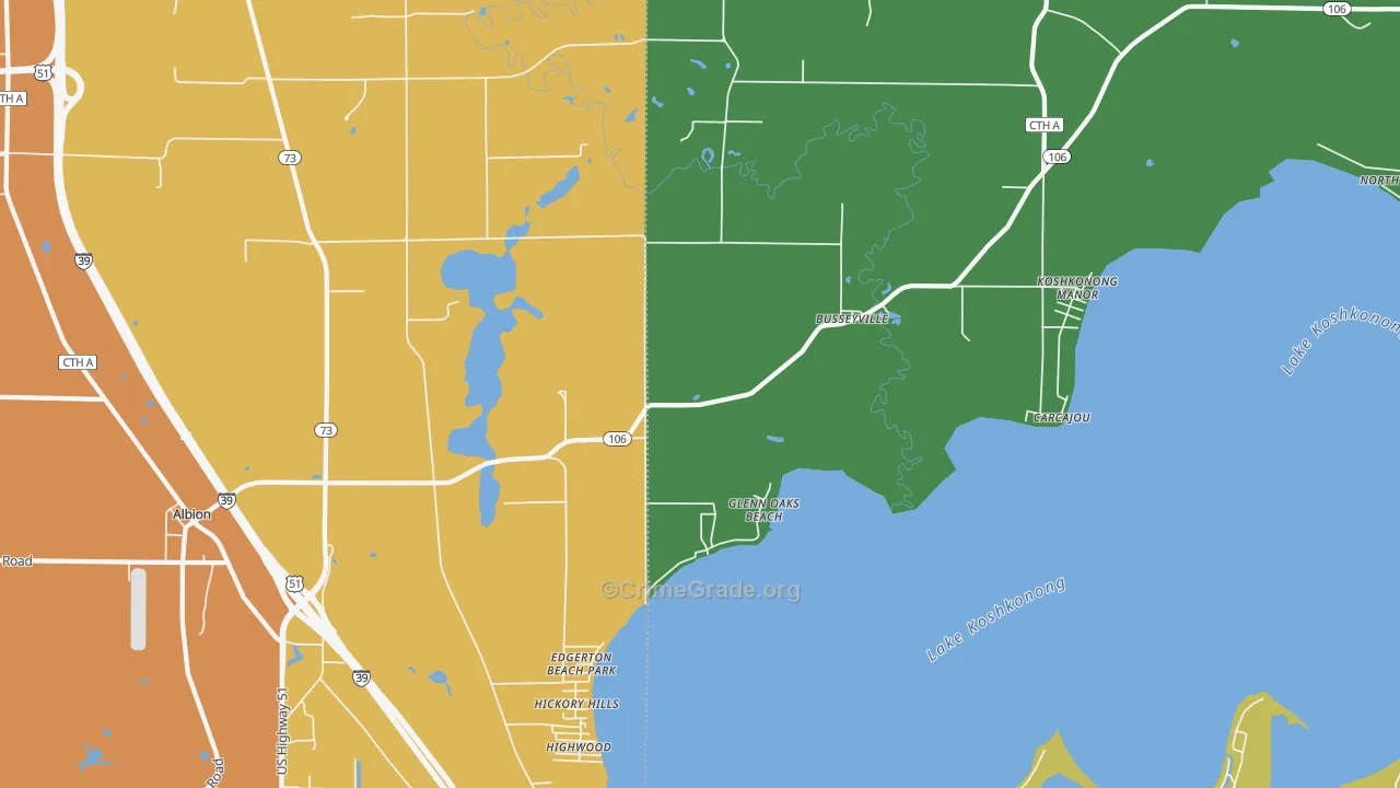 Busseyville, WI Map of Assault Rates
