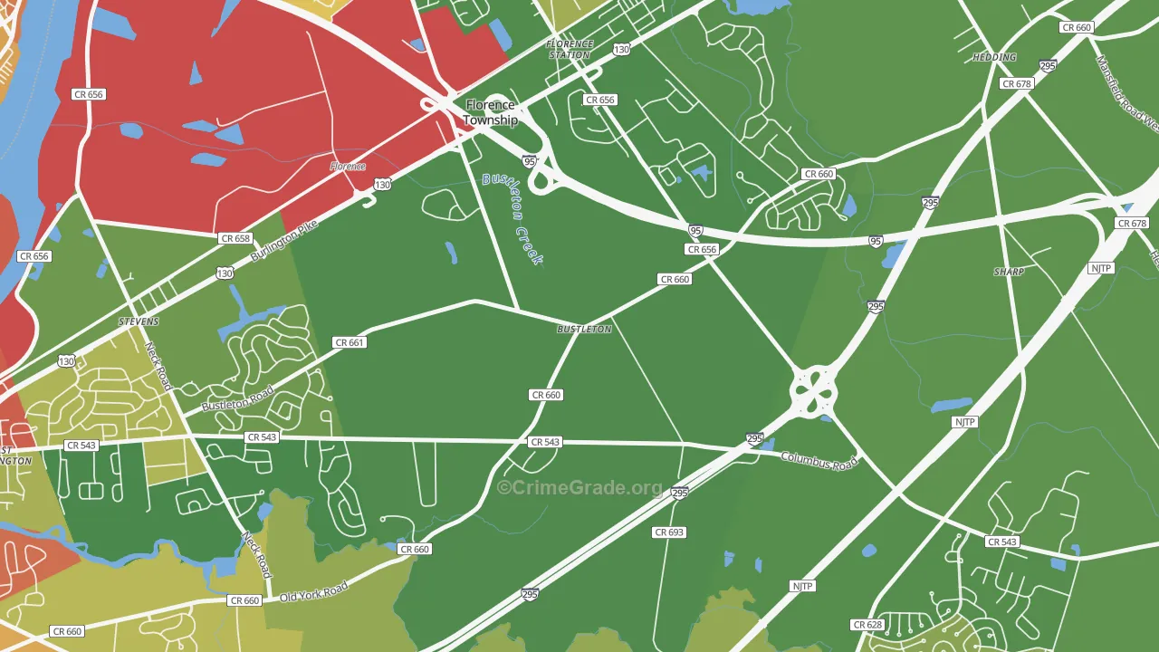 Bustleton, NJ Map of Assault Rates