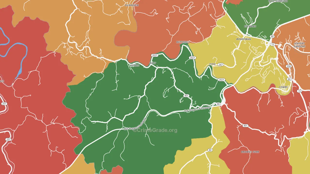 Busy, KY Map of Assault Rates