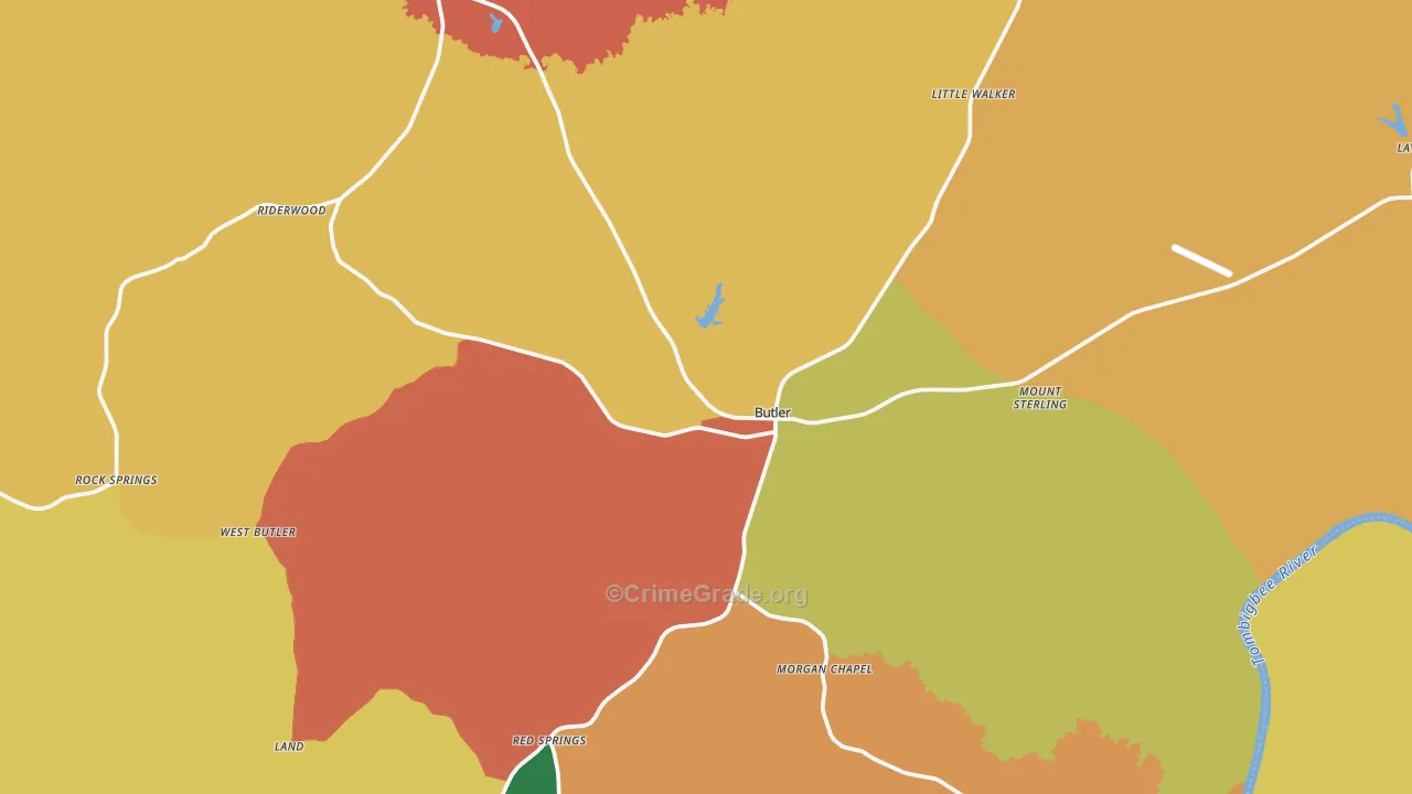 Butler, AL Map of Assault Rates