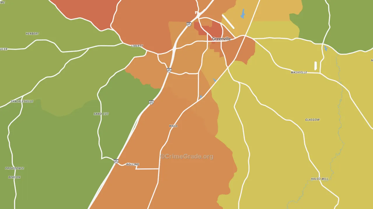 Butler County, AL Map of Assault Rates