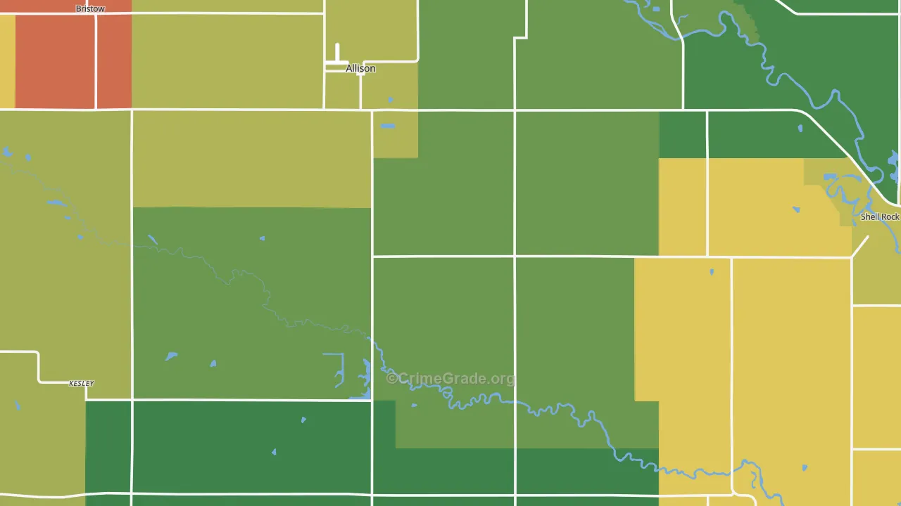 Butler County, IA Map of Assault Rates