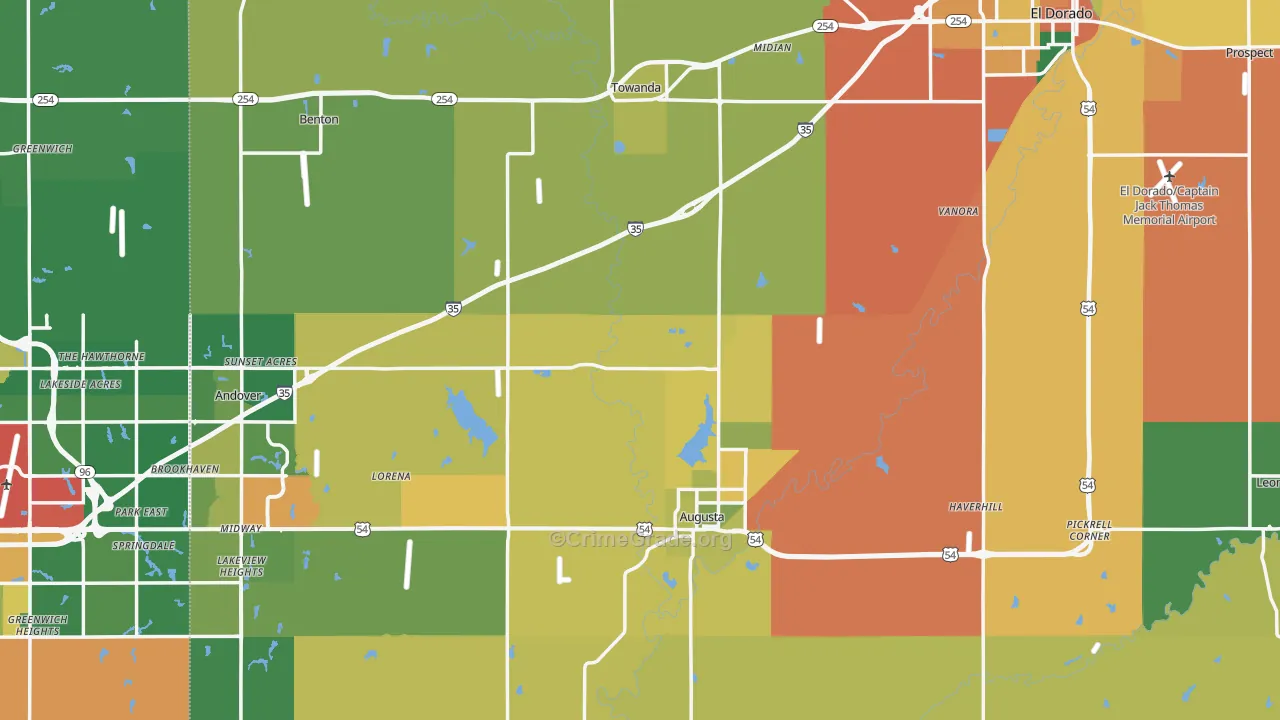 Butler County, KS Map of Assault Rates