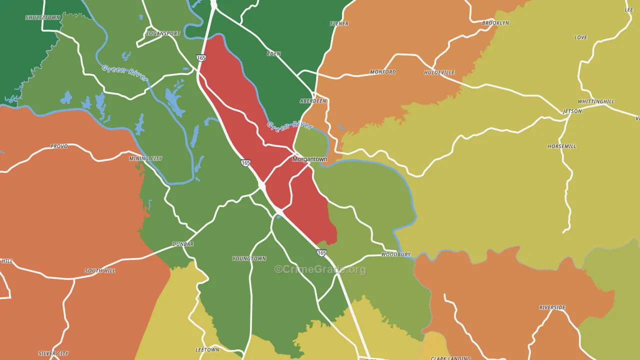 Butler County, KY Map of Assault Rates