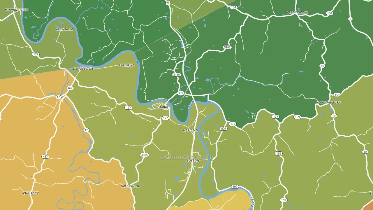 Butler, KY Map of Assault Rates