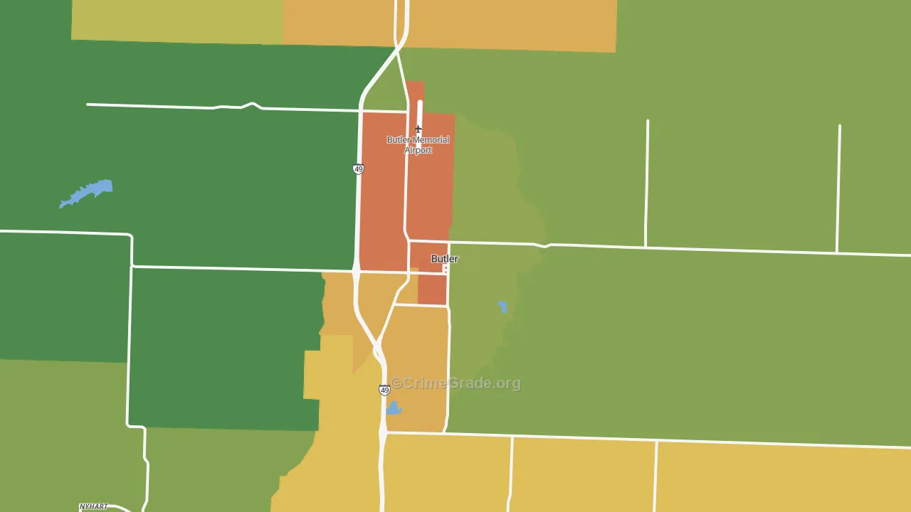Butler, MO Map of Assault Rates