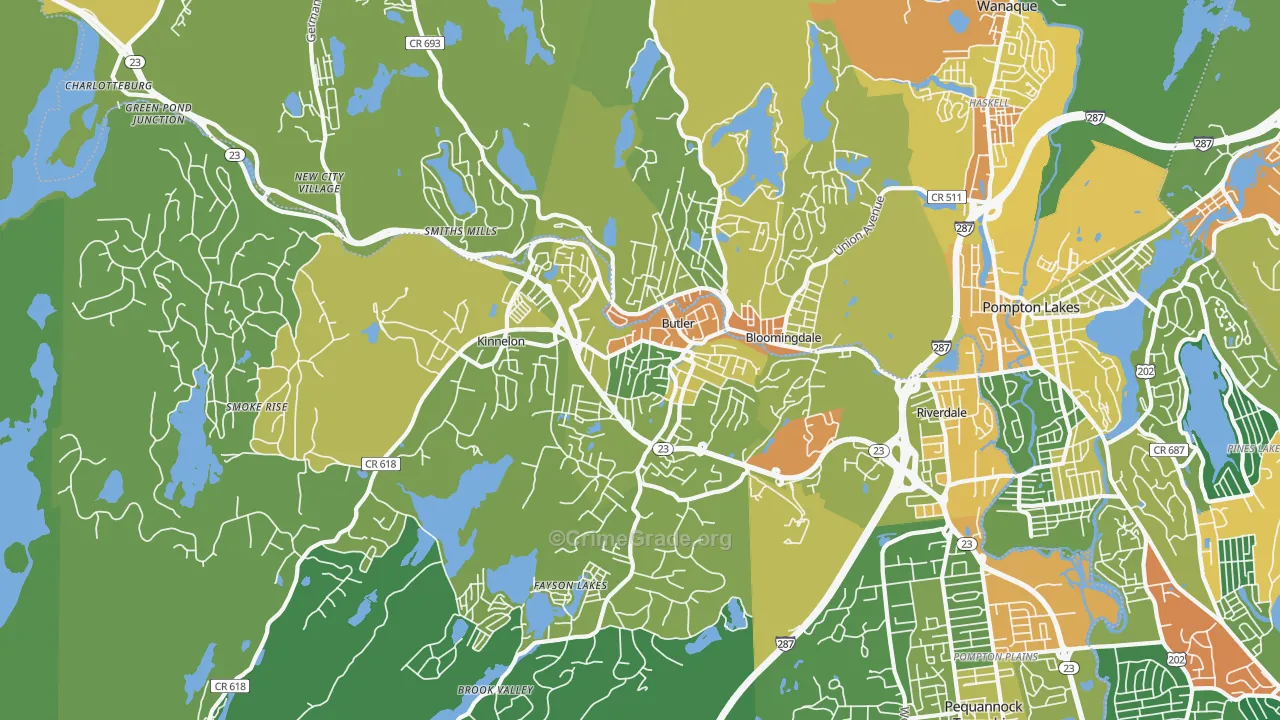 Butler, NJ Map of Assault Rates
