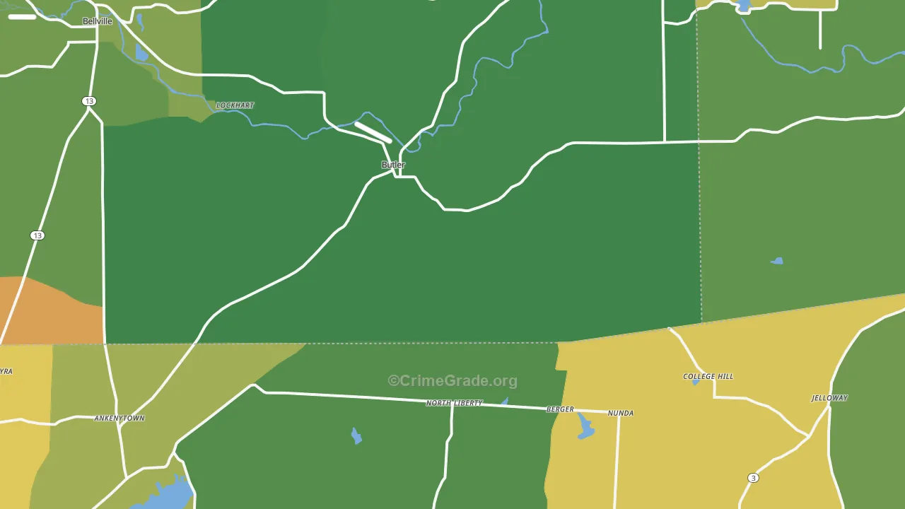 Butler, OH Map of Assault Rates