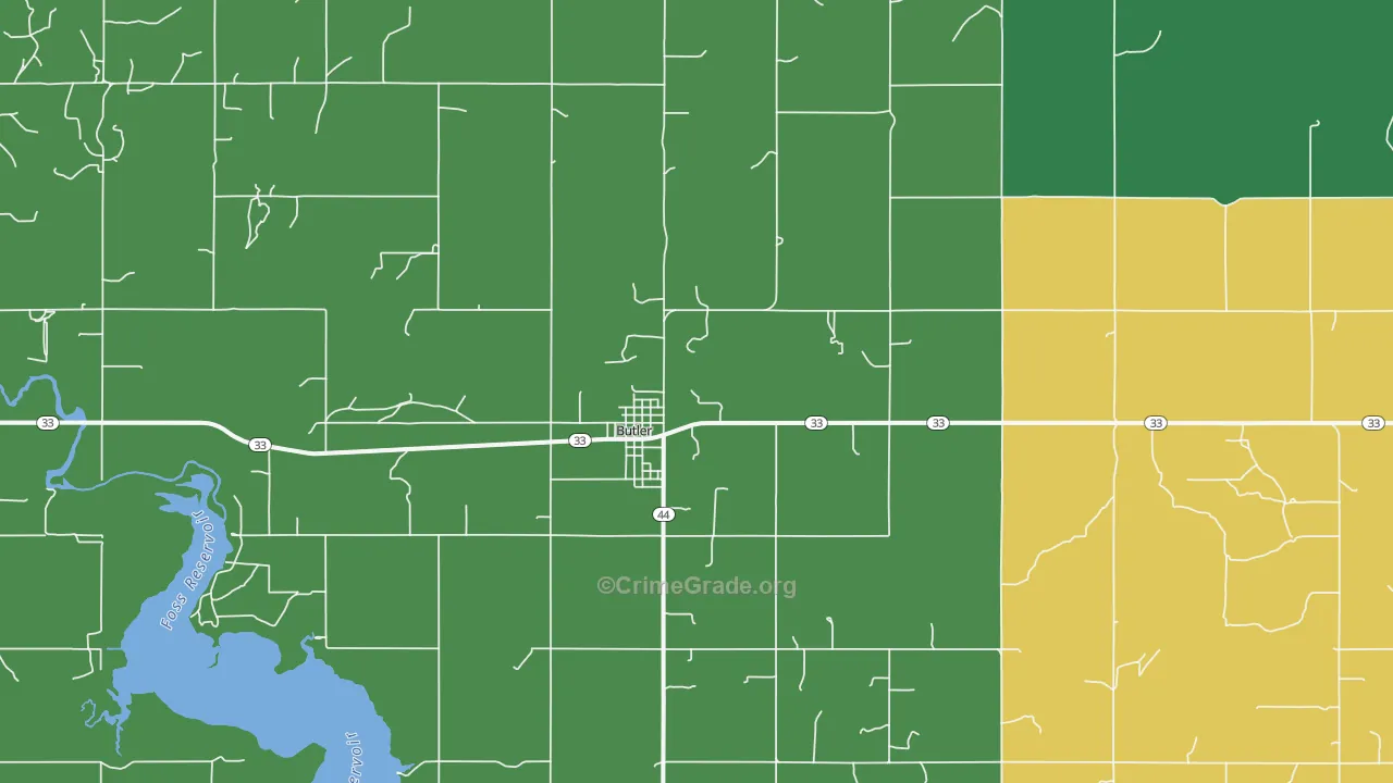 Butler, OK Map of Assault Rates