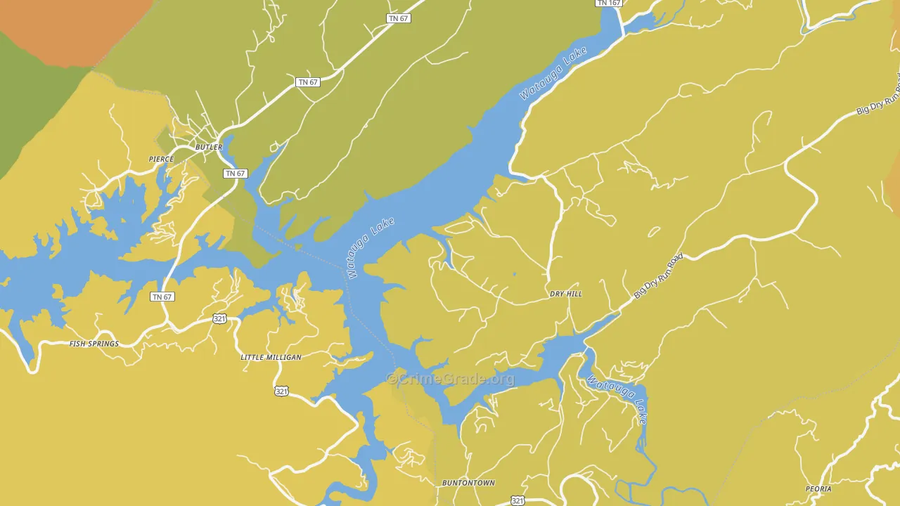 Butler, TN Map of Assault Rates