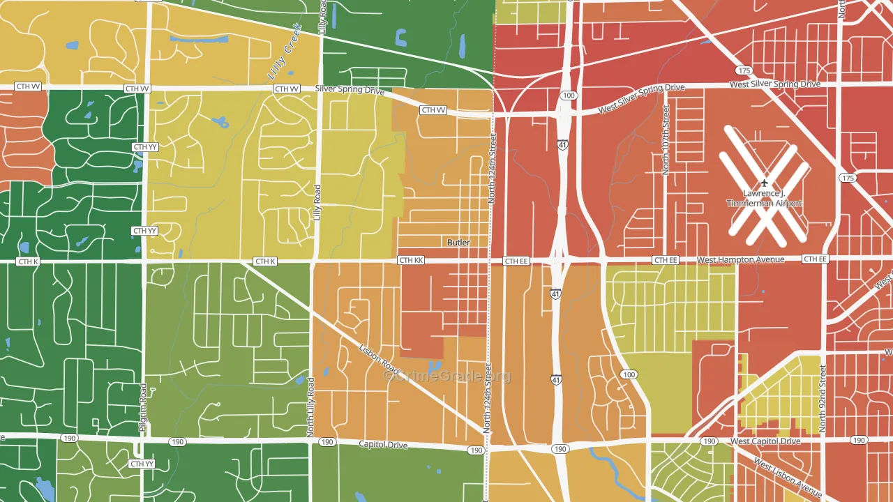 Butler, WI Map of Assault Rates