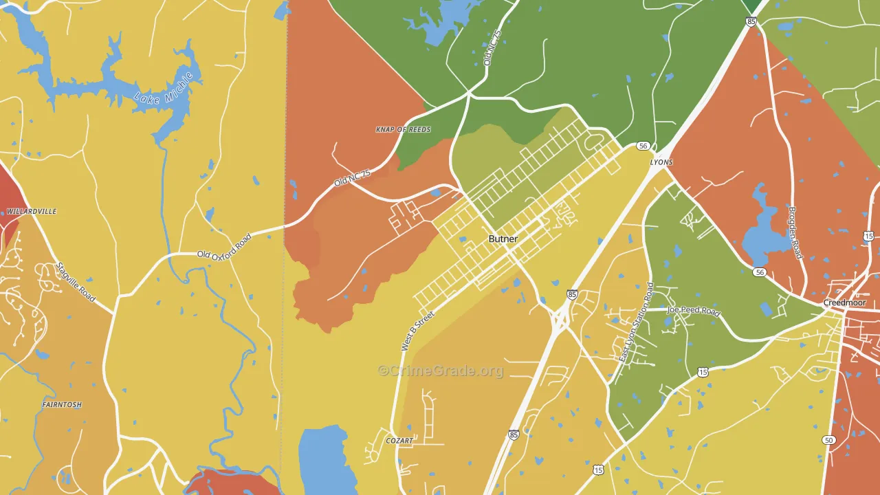Butner, NC Map of Assault Rates