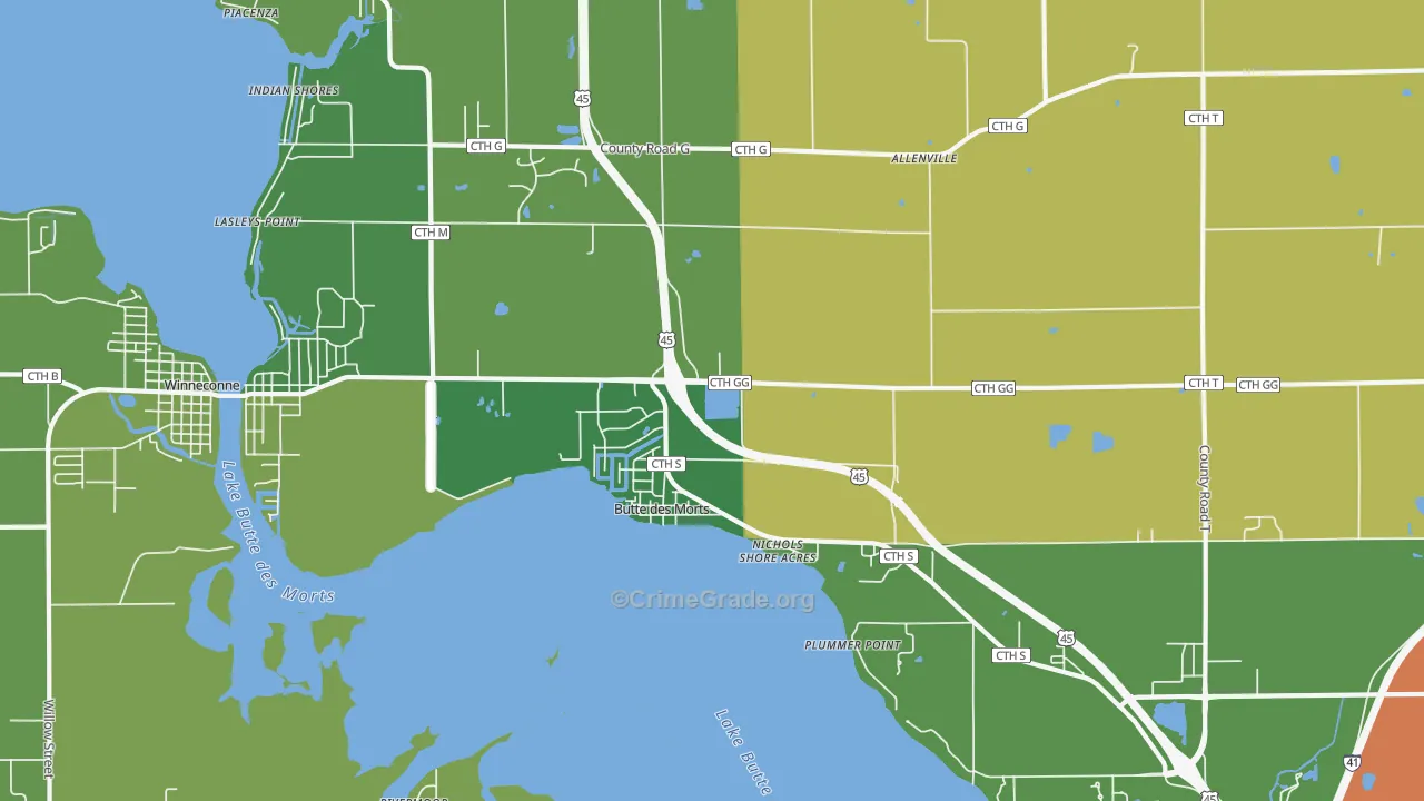 Butte Des Morts, WI Map of Assault Rates