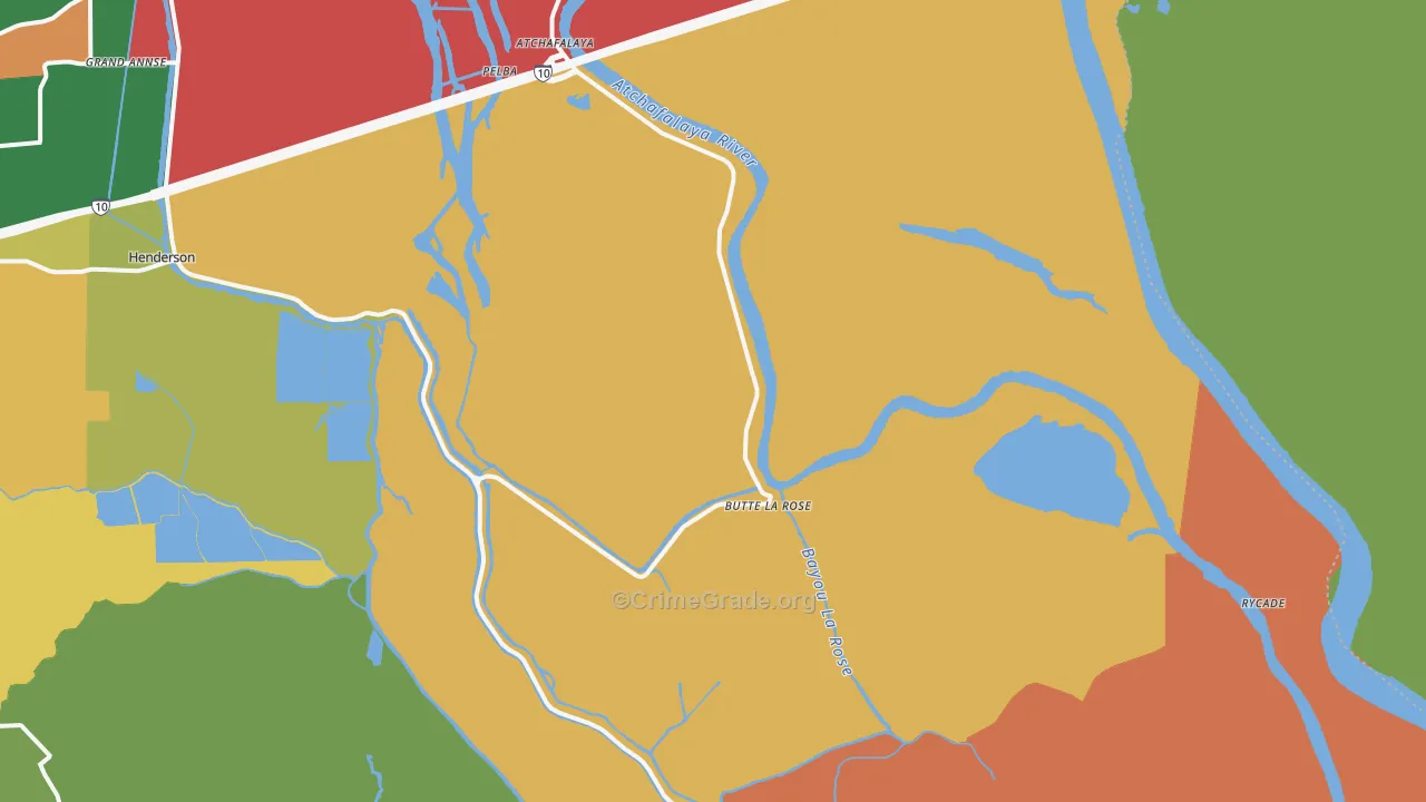 Butte La Rose, LA Map of Assault Rates