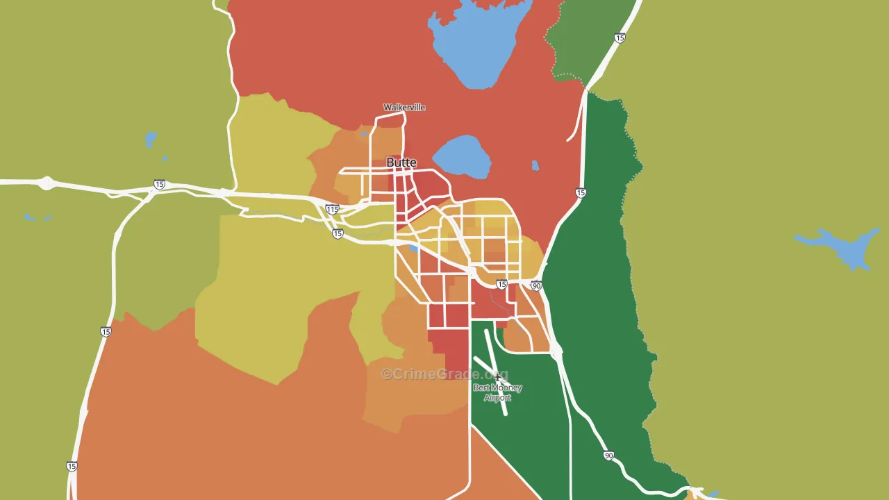 Butte, MT Map of Assault Rates