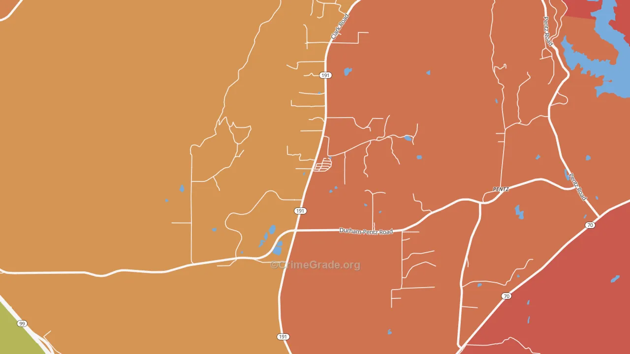 Butte Valley, CA Map of Assault Rates