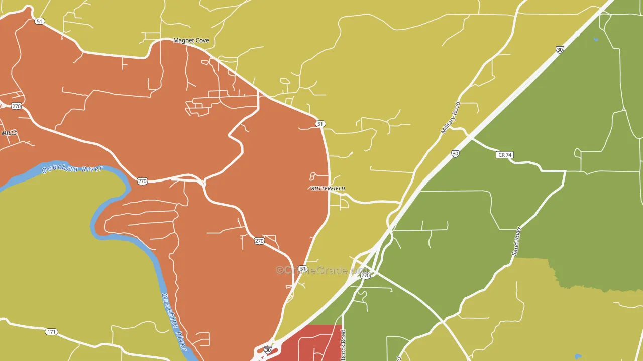 Butterfield, AR Map of Assault Rates