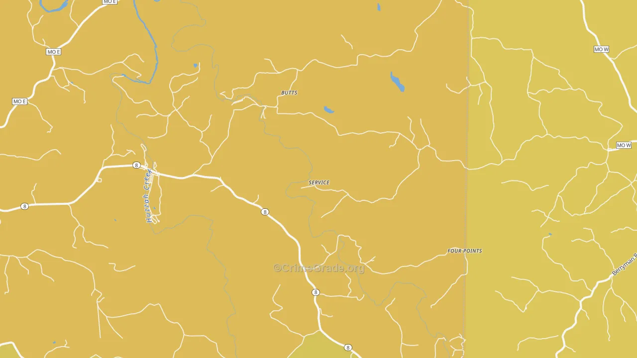 Butts, MO Map of Assault Rates