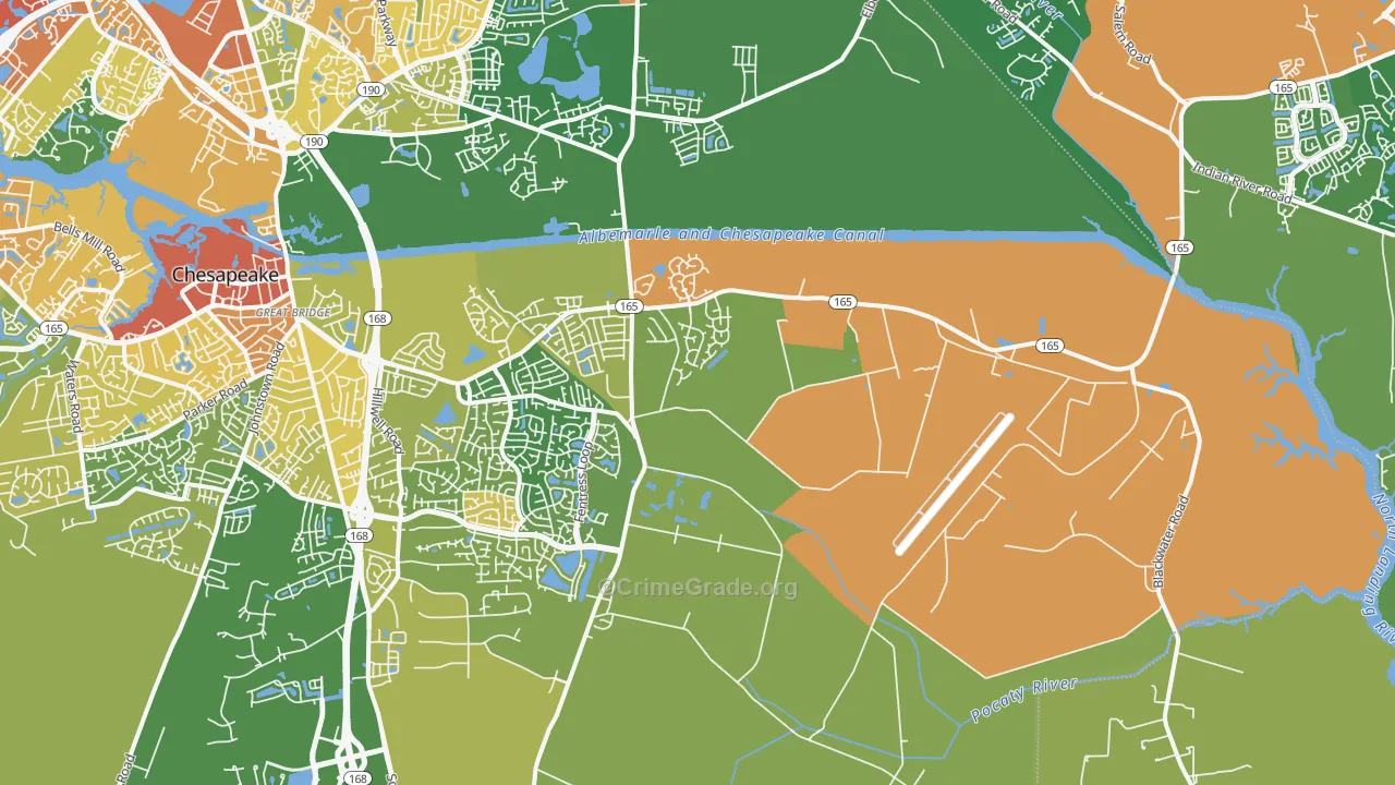 Butts Station, Chesapeake, VA Map of Assault Rates