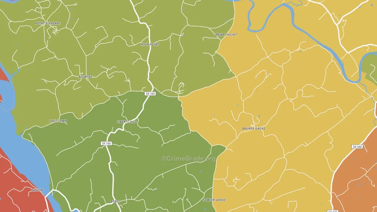 Bybee, TN Map of Assault Rates