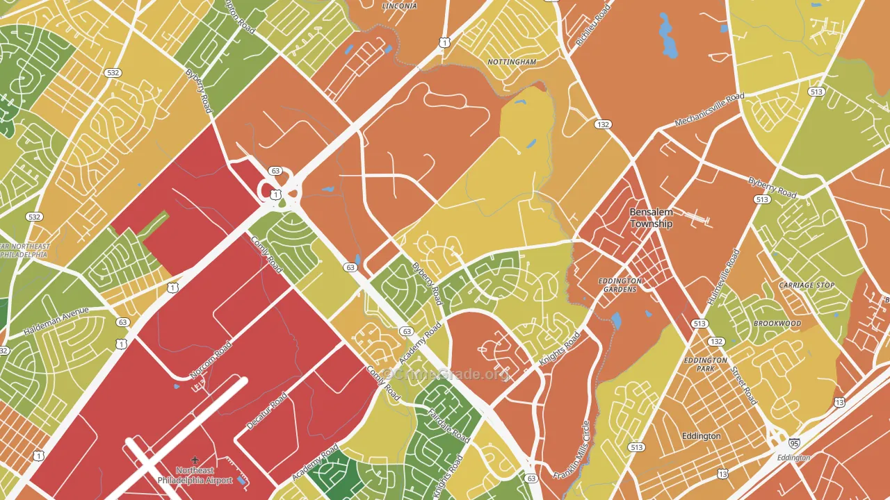 Byberry, Philadelphia, PA Map of Assault Rates