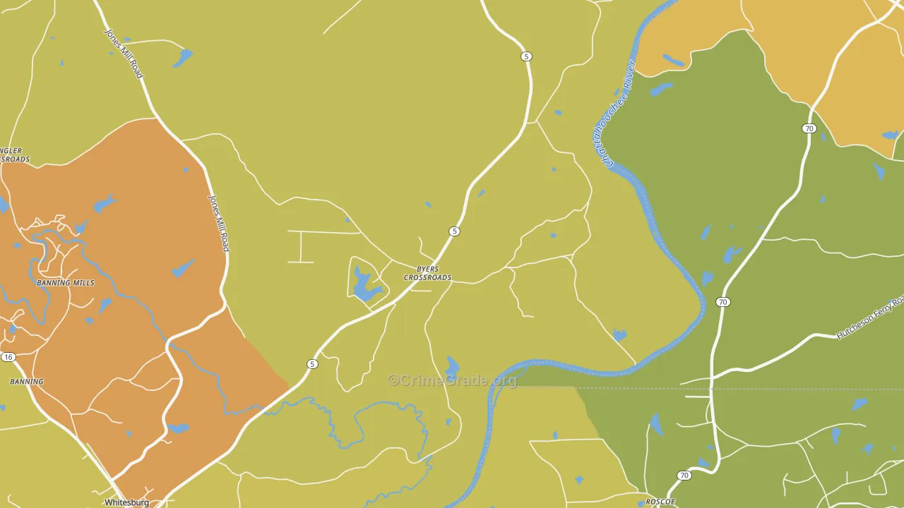 Byers Crossroads, GA Map of Assault Rates