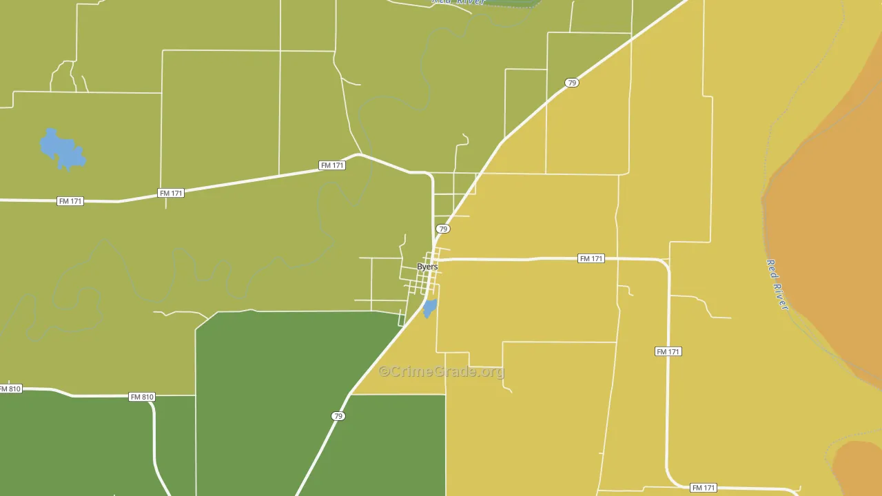 Byers, TX Map of Assault Rates