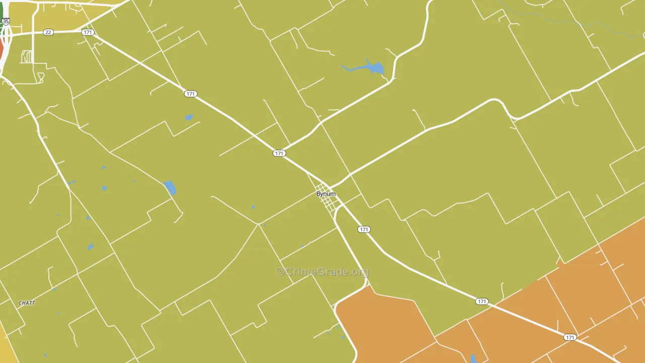 Bynum, TX Map of Assault Rates