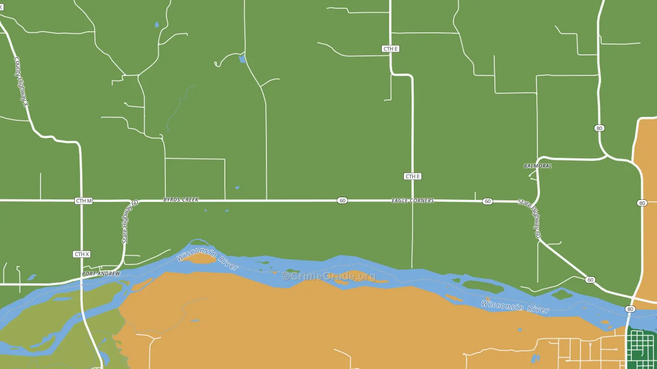 Byrds Creek, WI Map of Assault Rates
