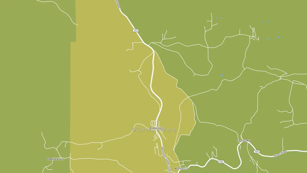 Byrnedale, PA Map of Assault Rates