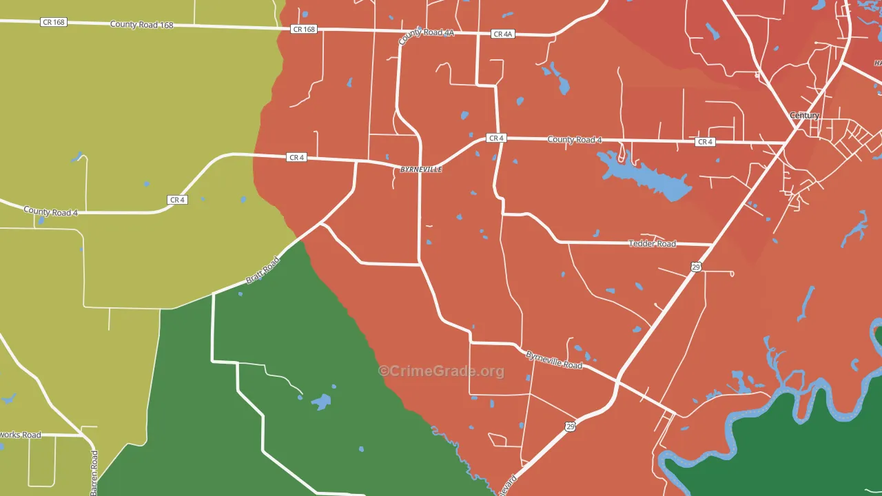 Byrneville, FL Map of Assault Rates