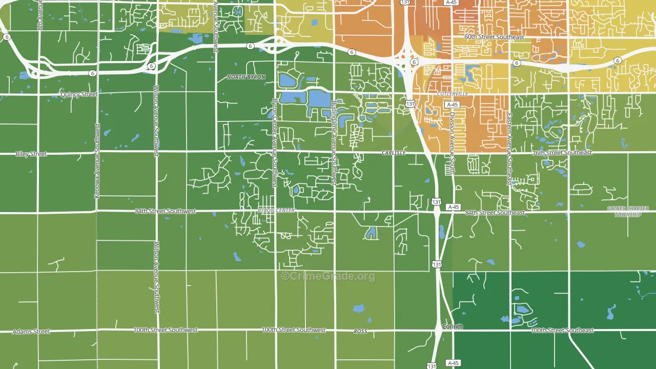 Byron Center, MI Map of Assault Rates