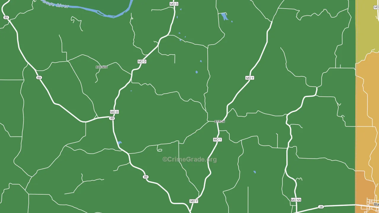Byron, MO Map of Assault Rates