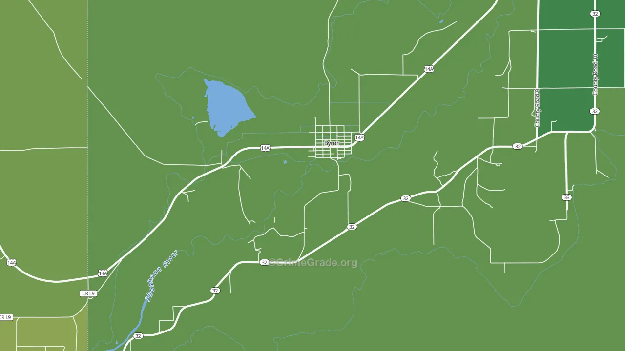 Byron, WY Map of Assault Rates