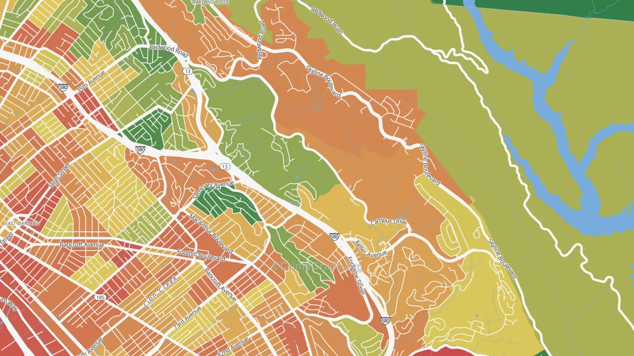 Caballo Hills, Oakland, CA Map of Assault Rates