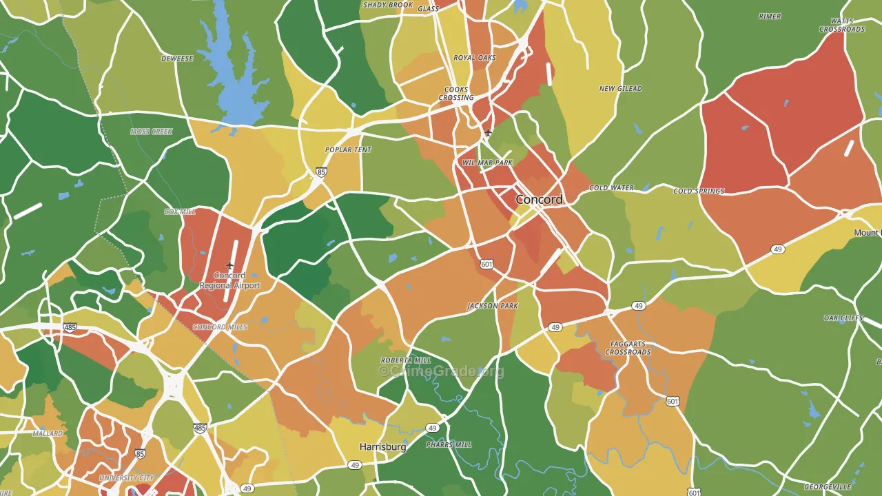 Cabarrus County, NC Map of Assault Rates