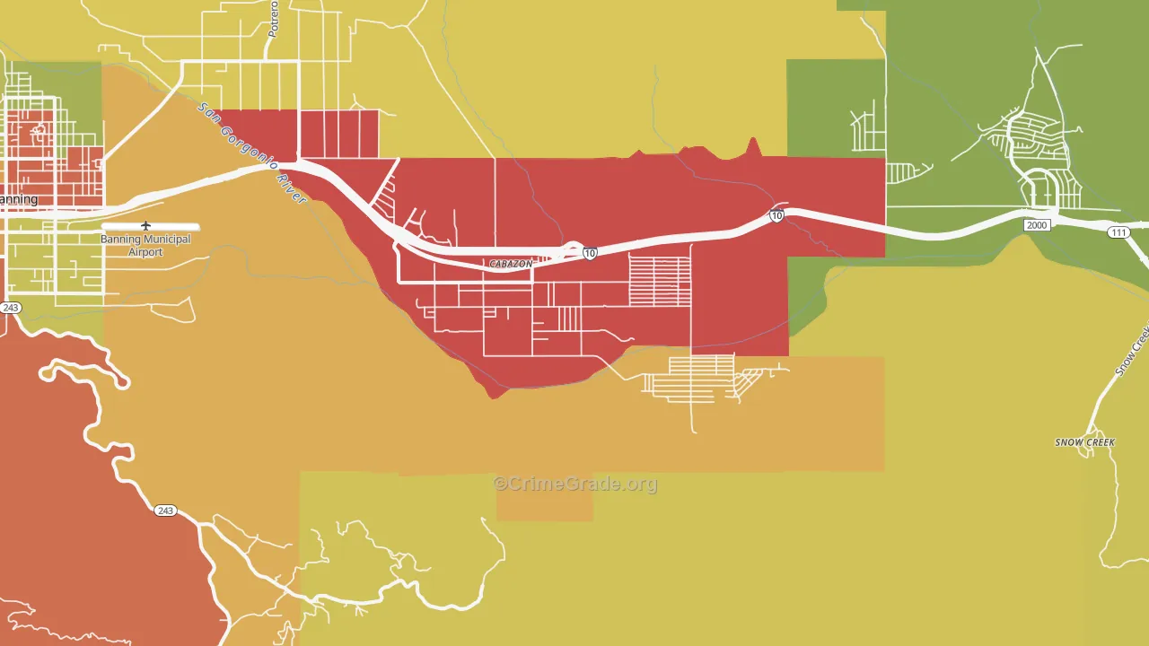 Cabazon, CA Map of Assault Rates