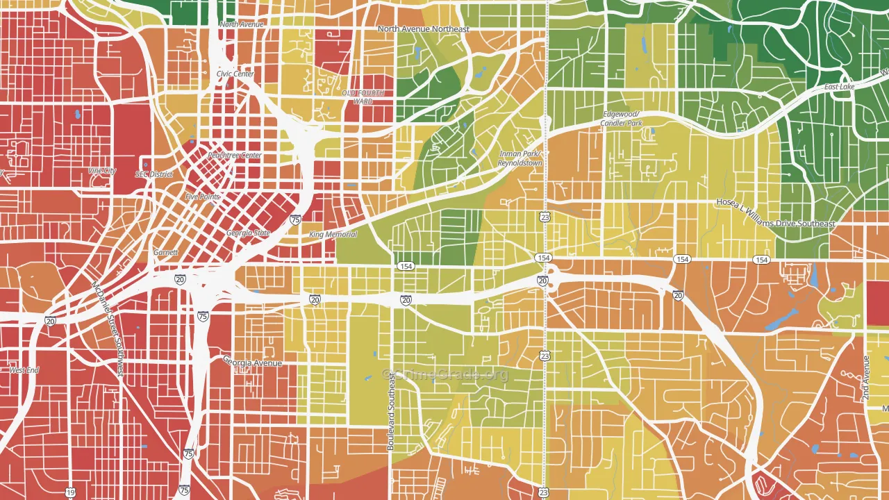 Cabbage Town, Atlanta, GA Map of Assault Rates