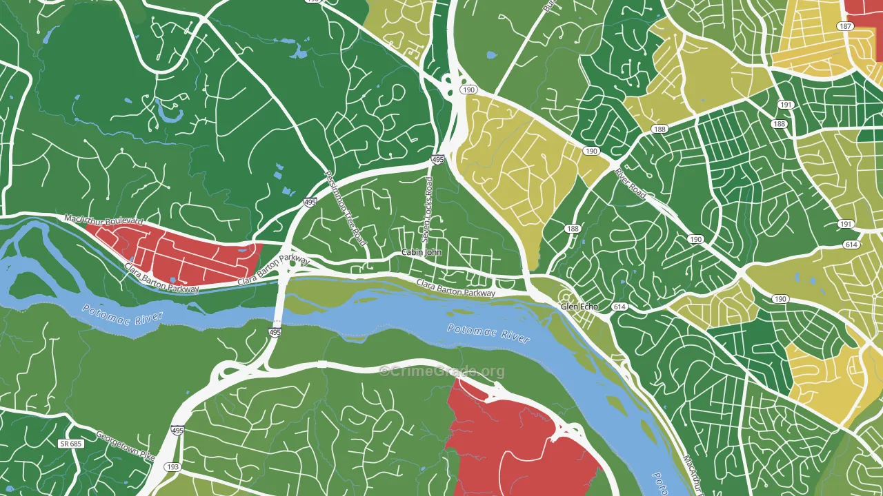 Cabin John, MD Map of Assault Rates