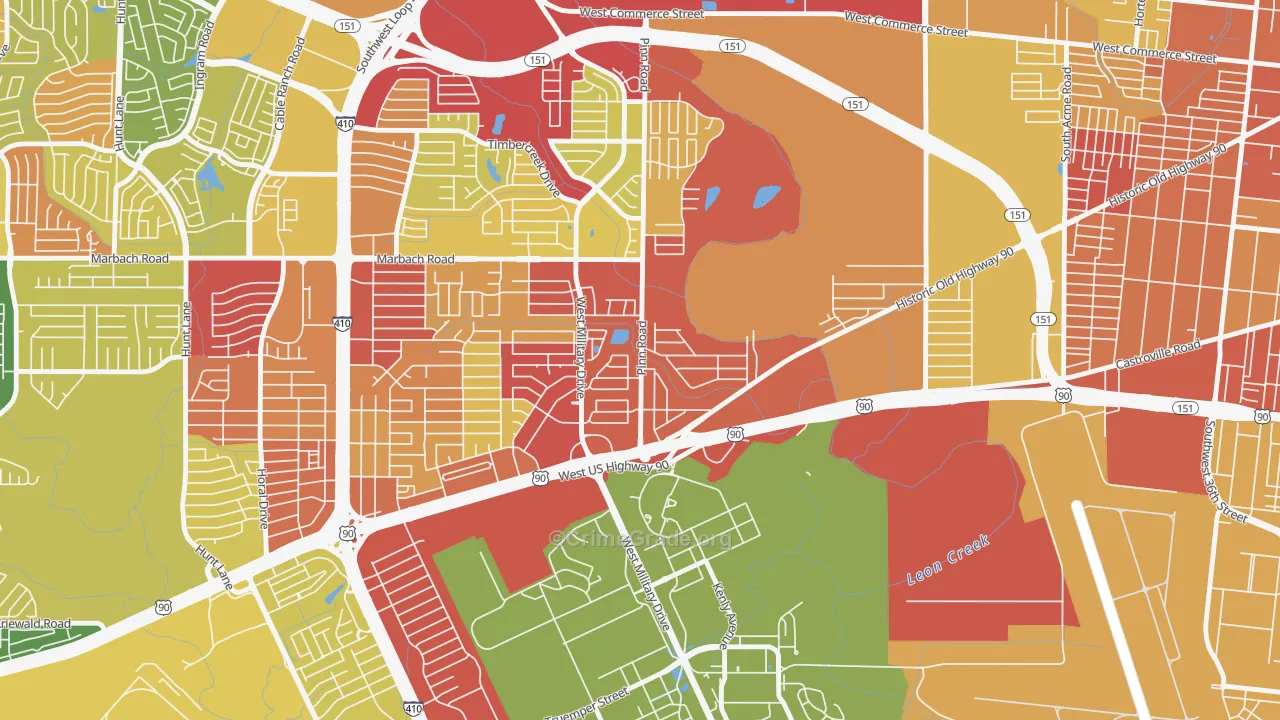 Cable-Westwood, San Antonio, TX Map of Assault Rates